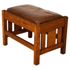 Antique Arts & Crafts JM Young Mission Oak Footstool, Circa 1910