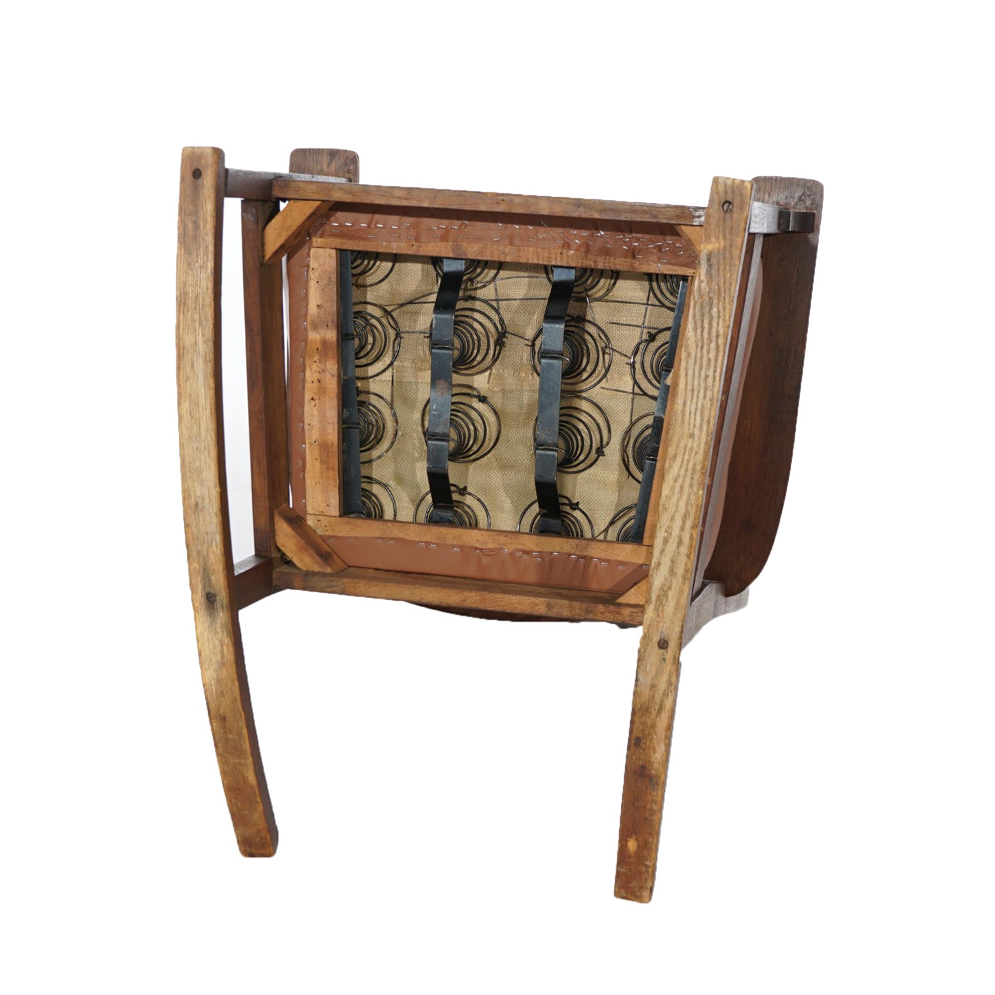 Antique Arts & Crafts JM Young Mission Oak Slat Back Rocking Chair, circa 1910 3