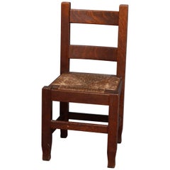 Antique Arts 
Crafts Joseph McHugh Mission Oak Rush Seat Desk Chair, circa 1920