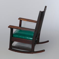 Antique Arts & Crafts L & JG Stickley Handicraft Mission Oak Rocker, c 1910