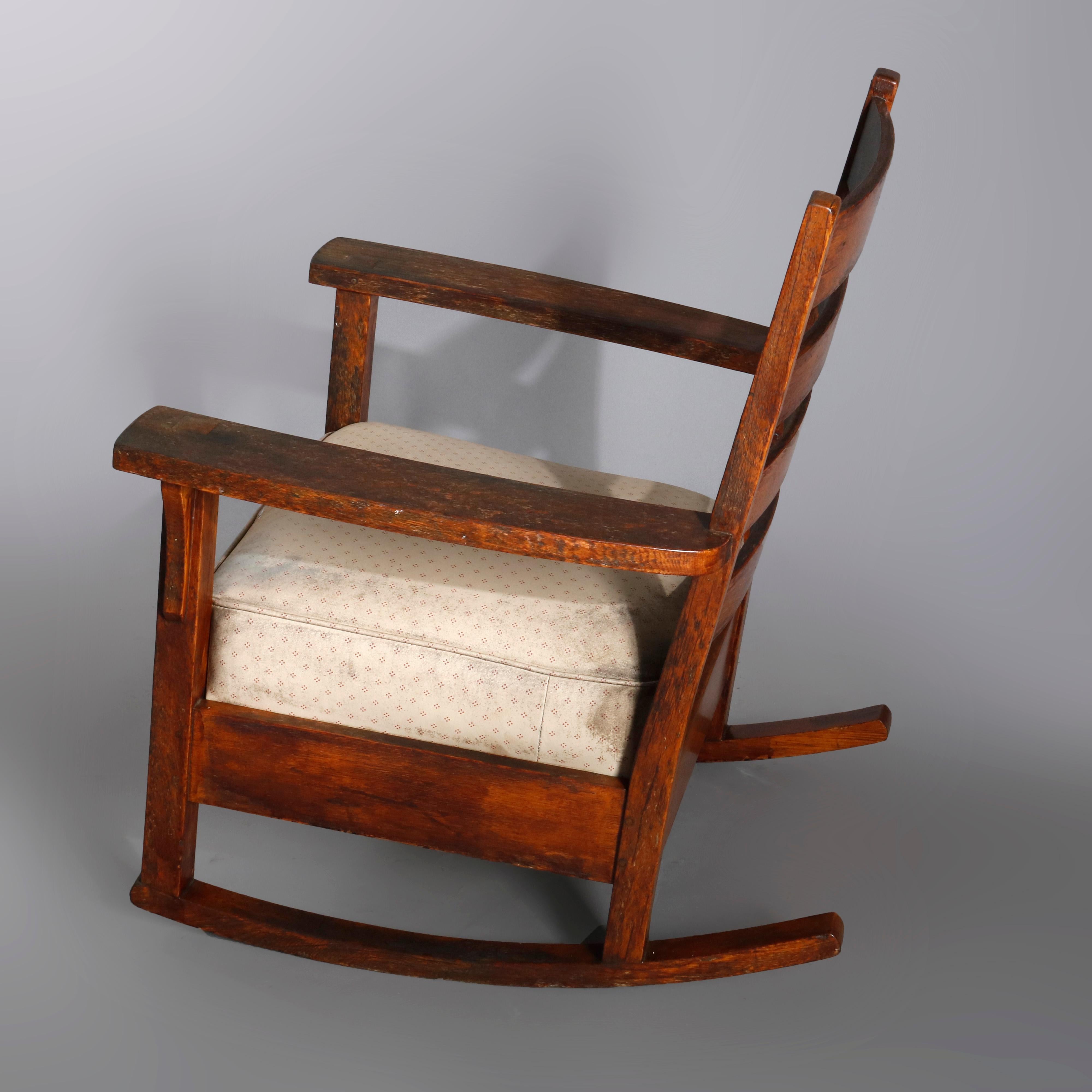 Antique Arts & Crafts L & JG Stickley Mission Oak Slat Back Rocking Chair 1