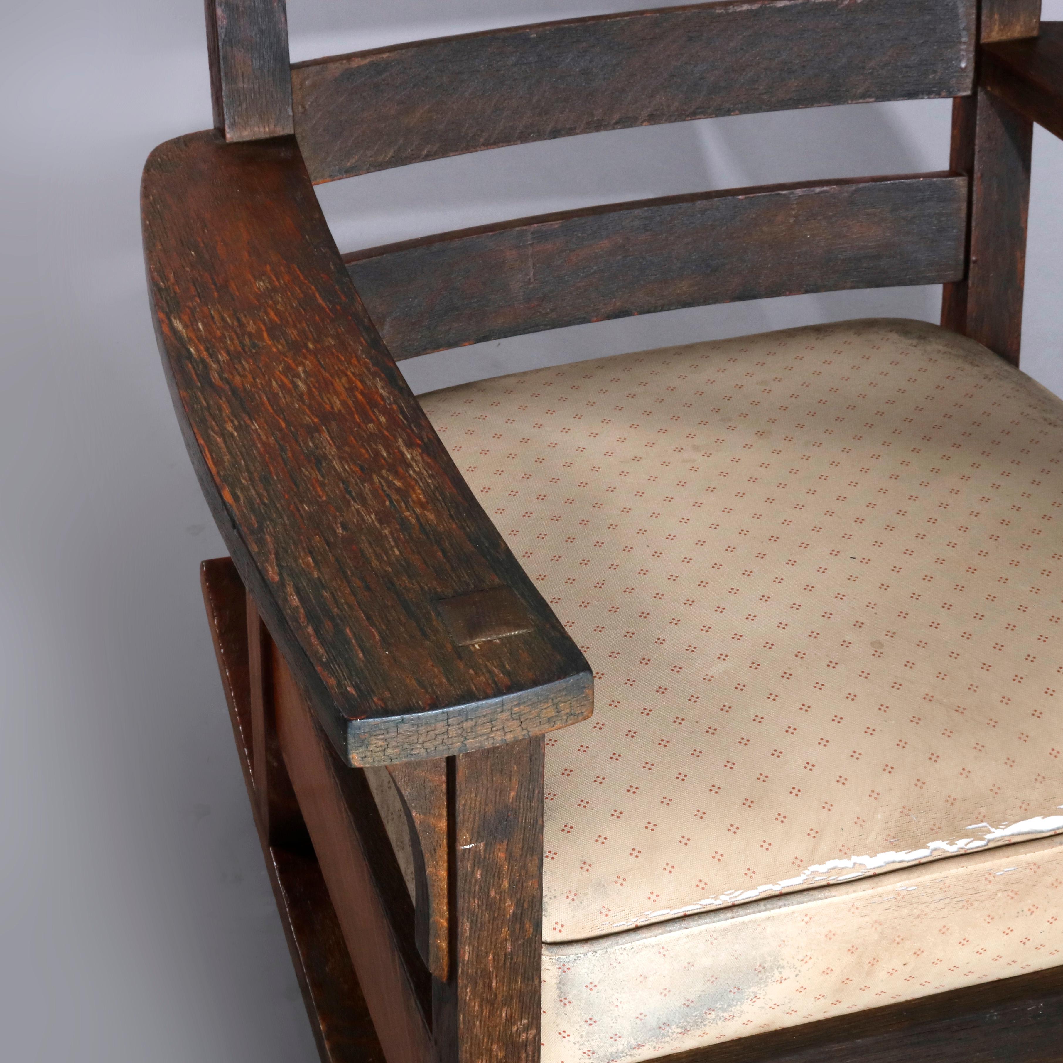 Antique Arts & Crafts L & JG Stickley Mission Oak Slat Back Rocking Chair 3