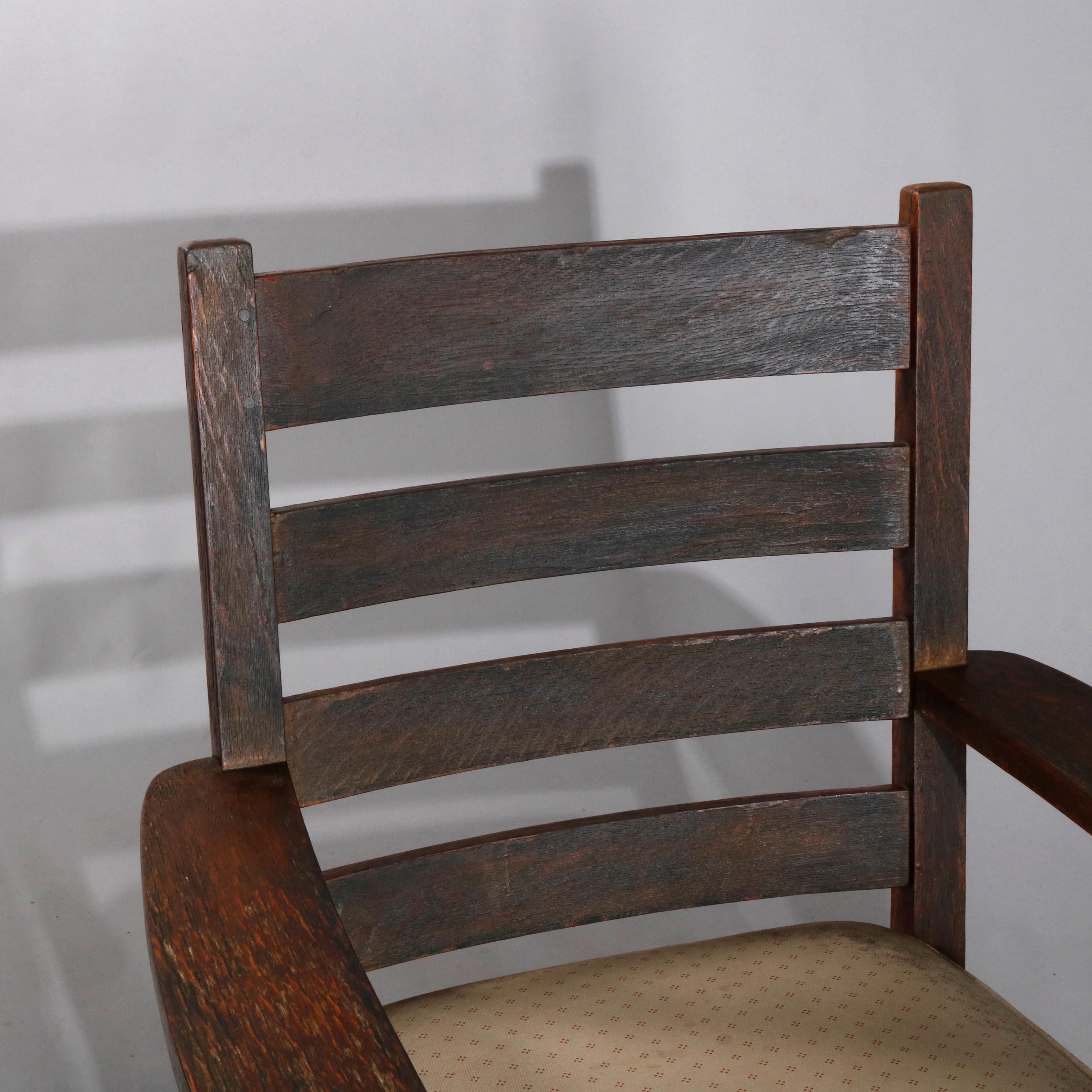 Antique Arts & Crafts L & JG Stickley Mission Oak Slat Back Rocking Chair 4