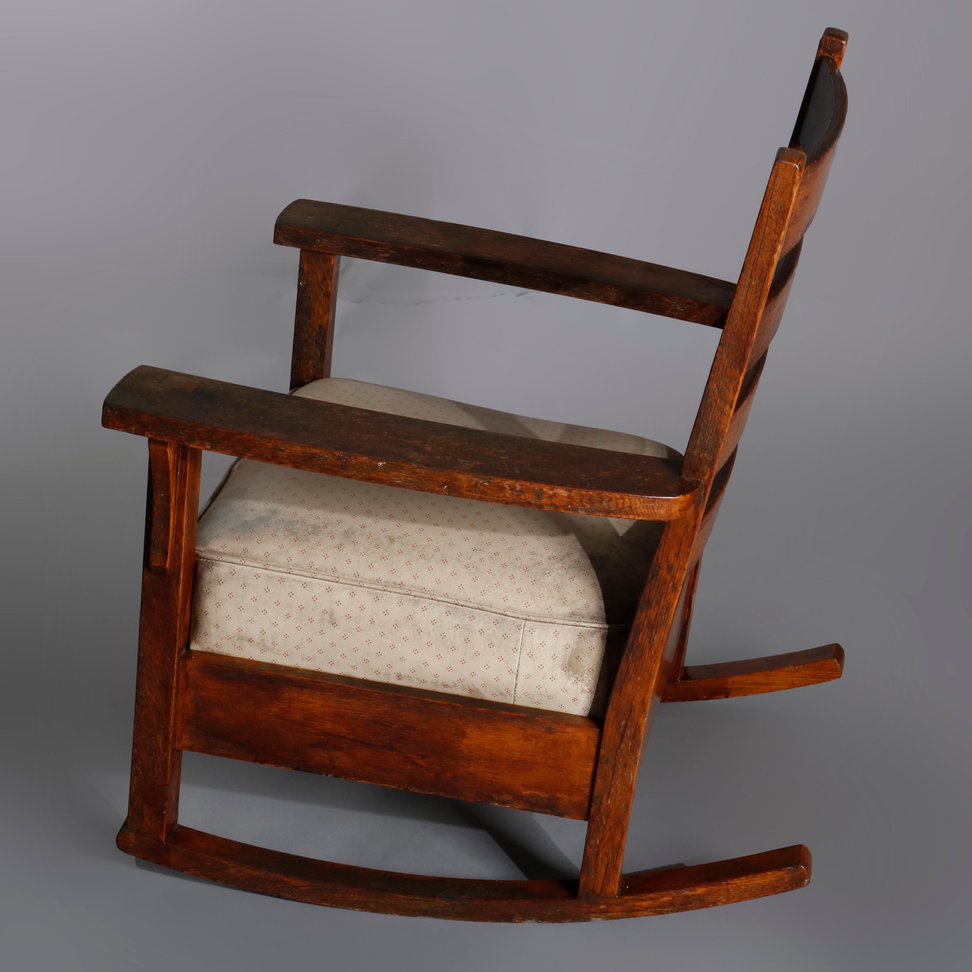 Antique Arts & Crafts L & JG Stickley Mission Oak Slat Back Rocking Chair 8
