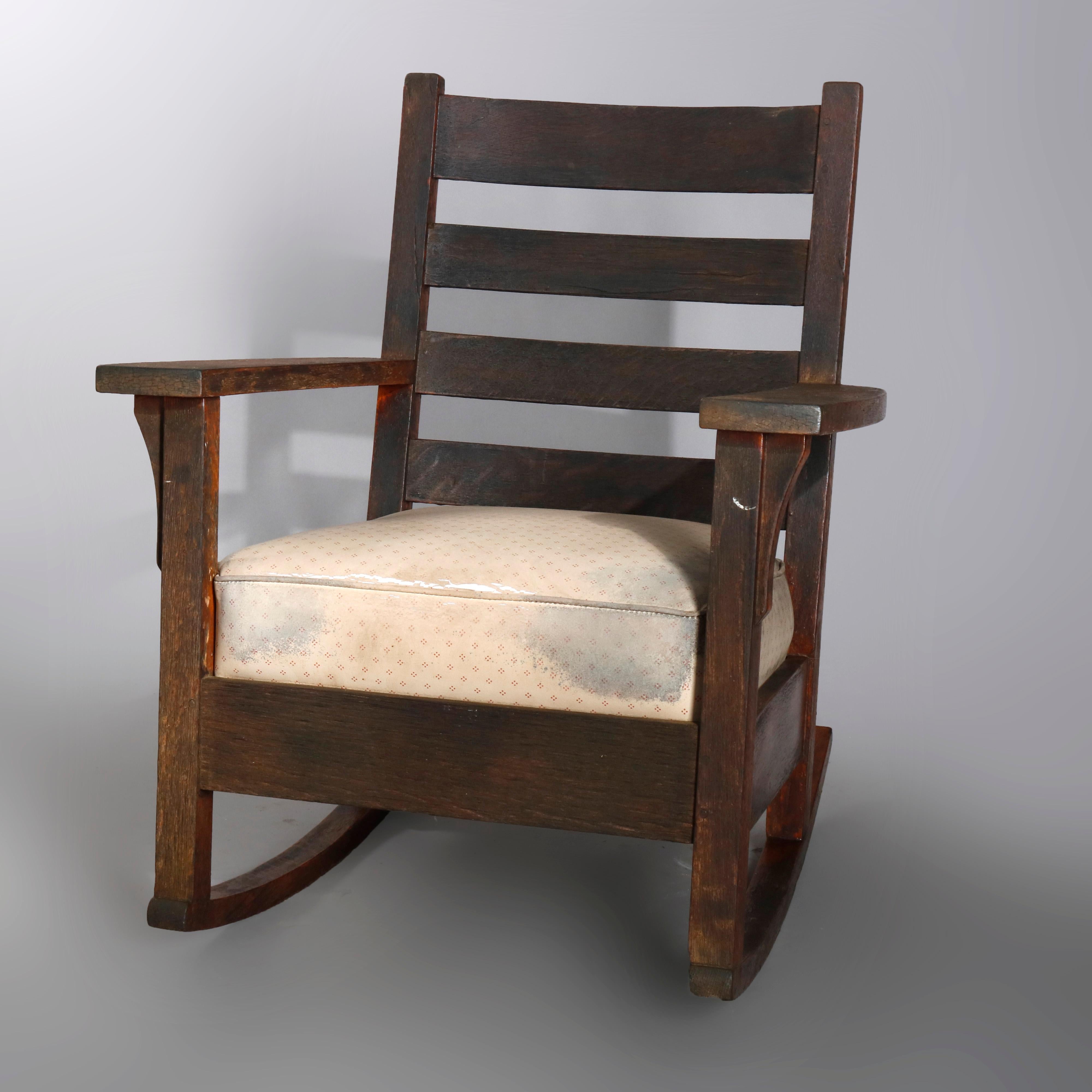 Arts and Crafts Antique Arts & Crafts L & JG Stickley Mission Oak Slat Back Rocking Chair