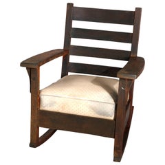 Vintage Arts & Crafts L & JG Stickley Mission Oak Slat Back Rocking Chair