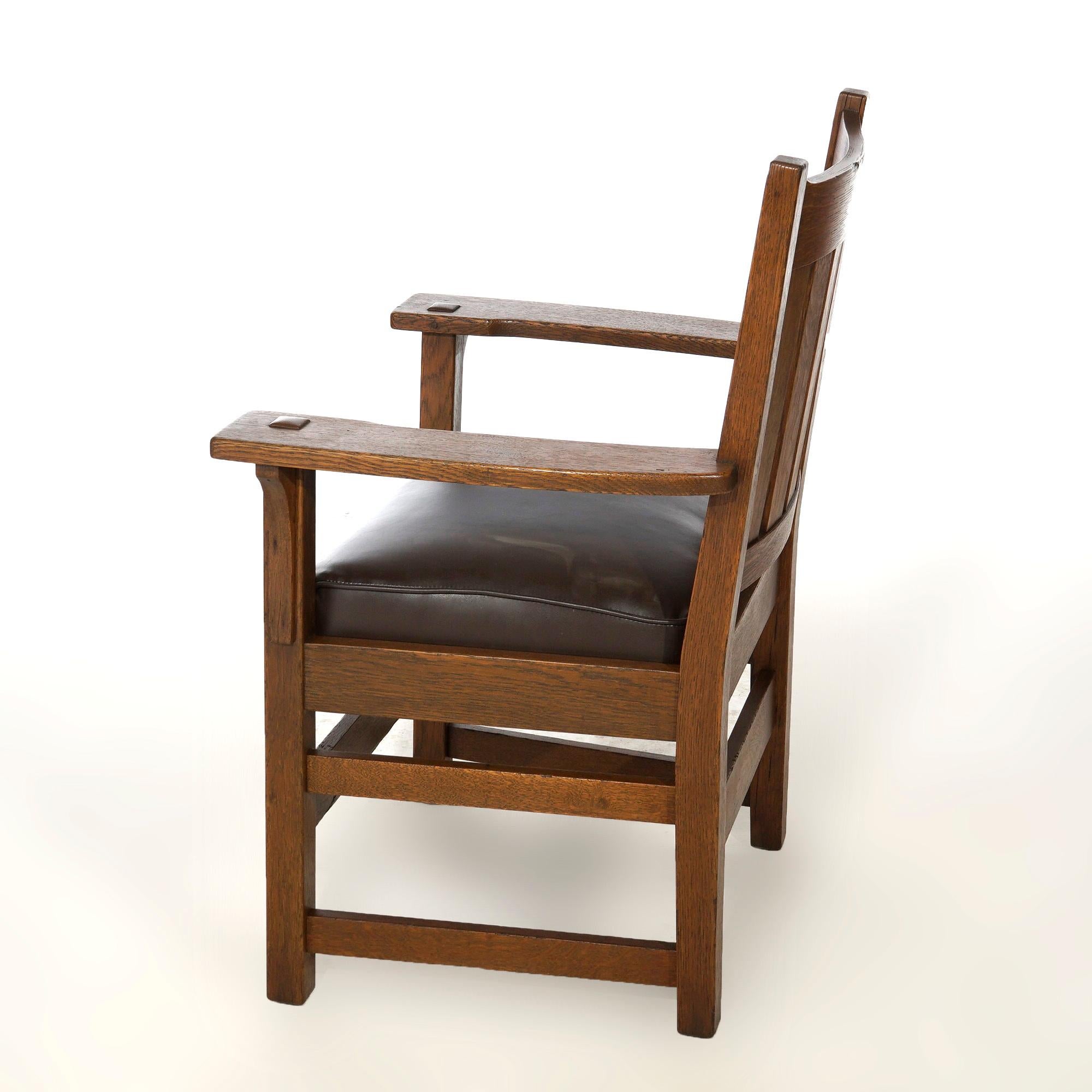 American Antique Arts & Crafts L & Jg Stickley Oak Arm Chair, Circa 1910