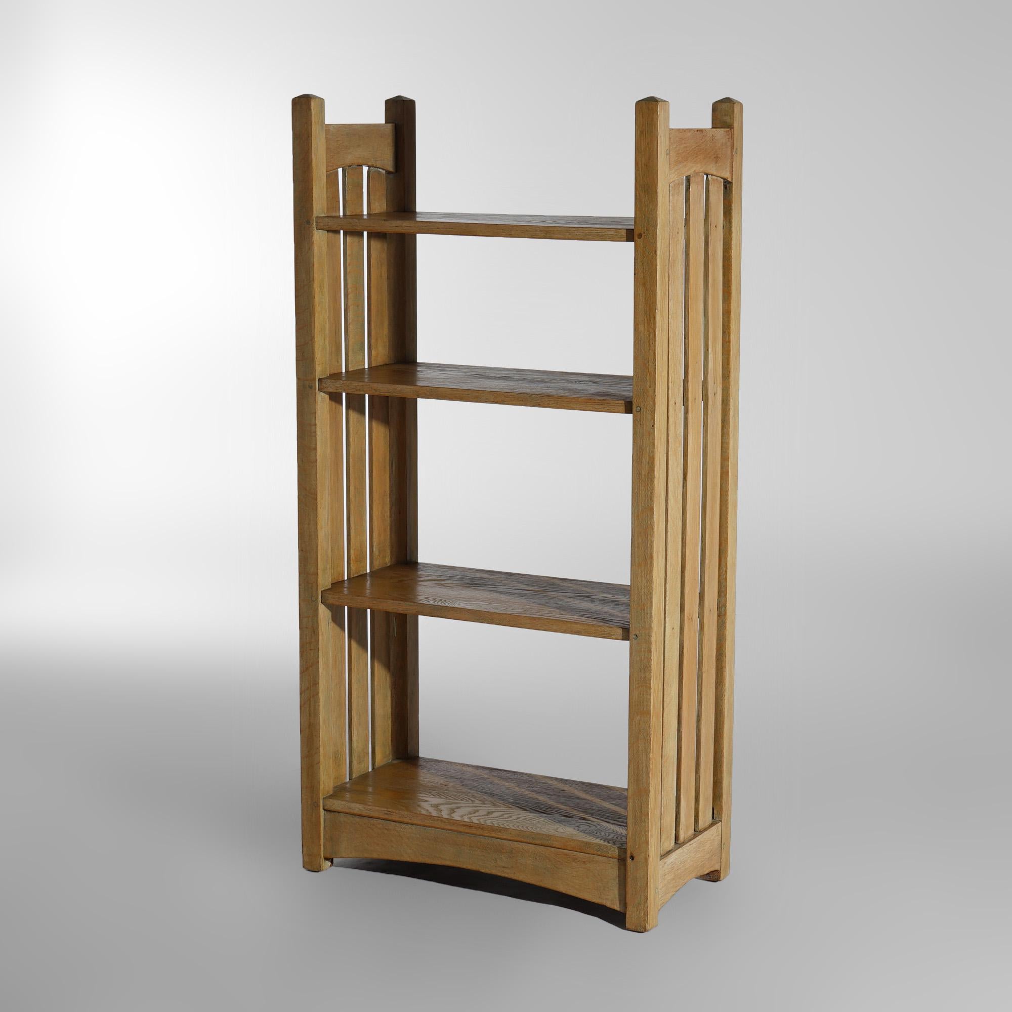 An Antique Arts & Crafts L & JG Stickley Oak Magazine Book Stand with Slatted Sides Circa 1910

Measures - 49