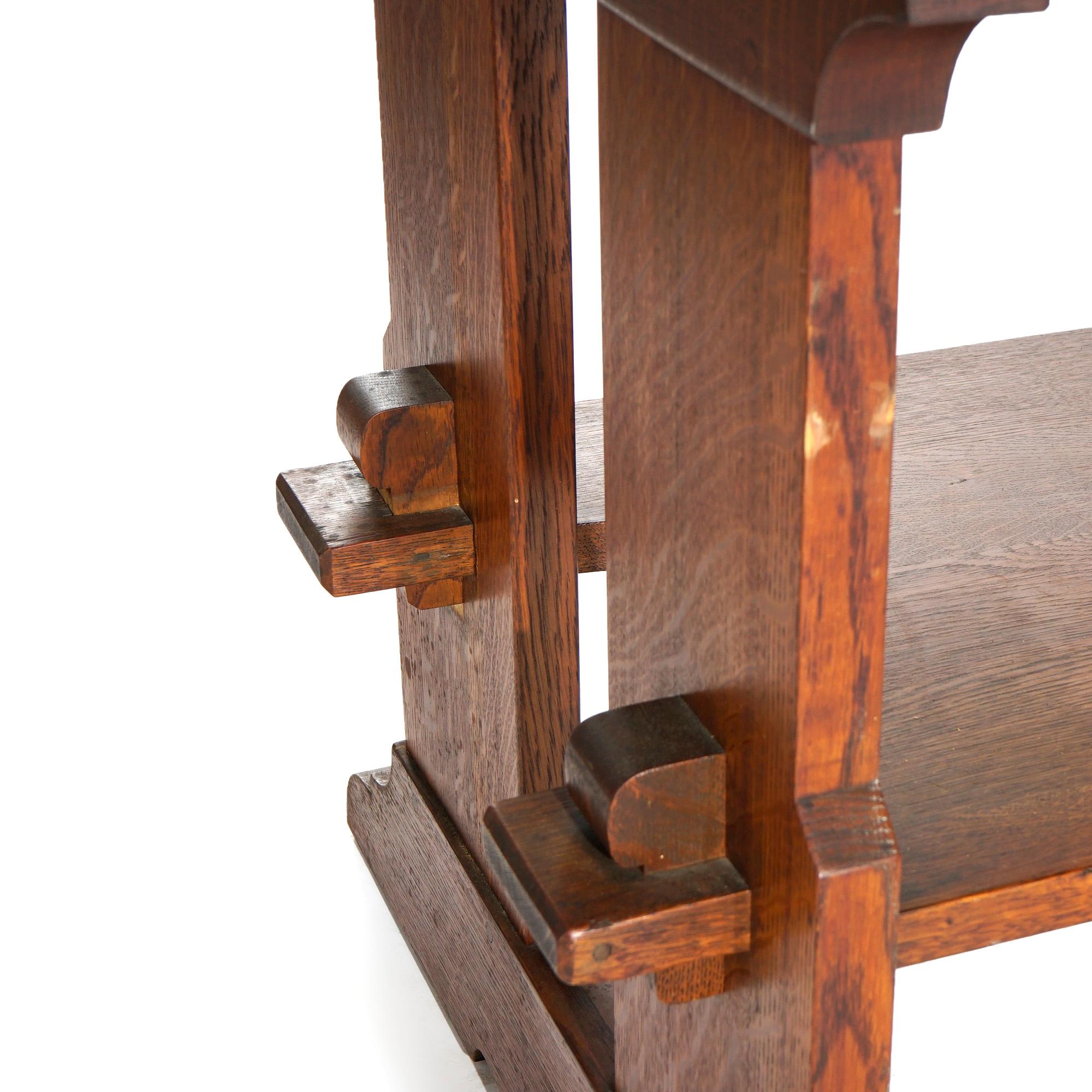 Antique Arts and Crafts L and JG Stickley Oak Mortise and Tenon Trestle Table, c1910 at 1stDibs