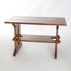 Antique Arts & Crafts L & JG Stickley Oak Mortise & Tenon Trestle Table, c1910