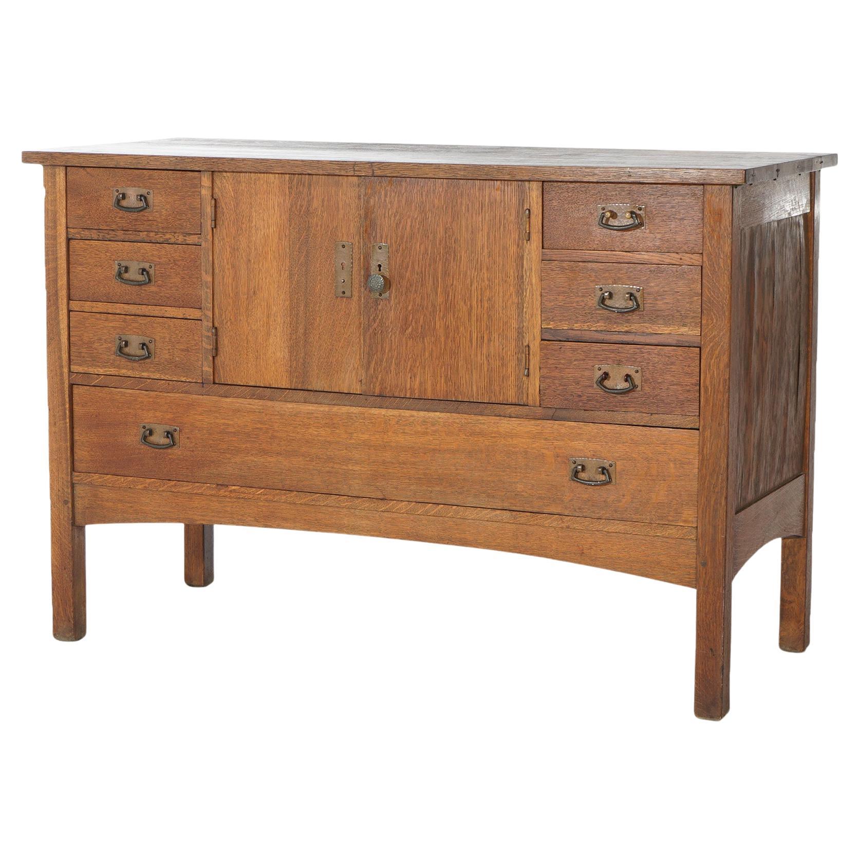 Antique Arts and Crafts L and JG Stickley Oak Sideboard Circa 1910 For