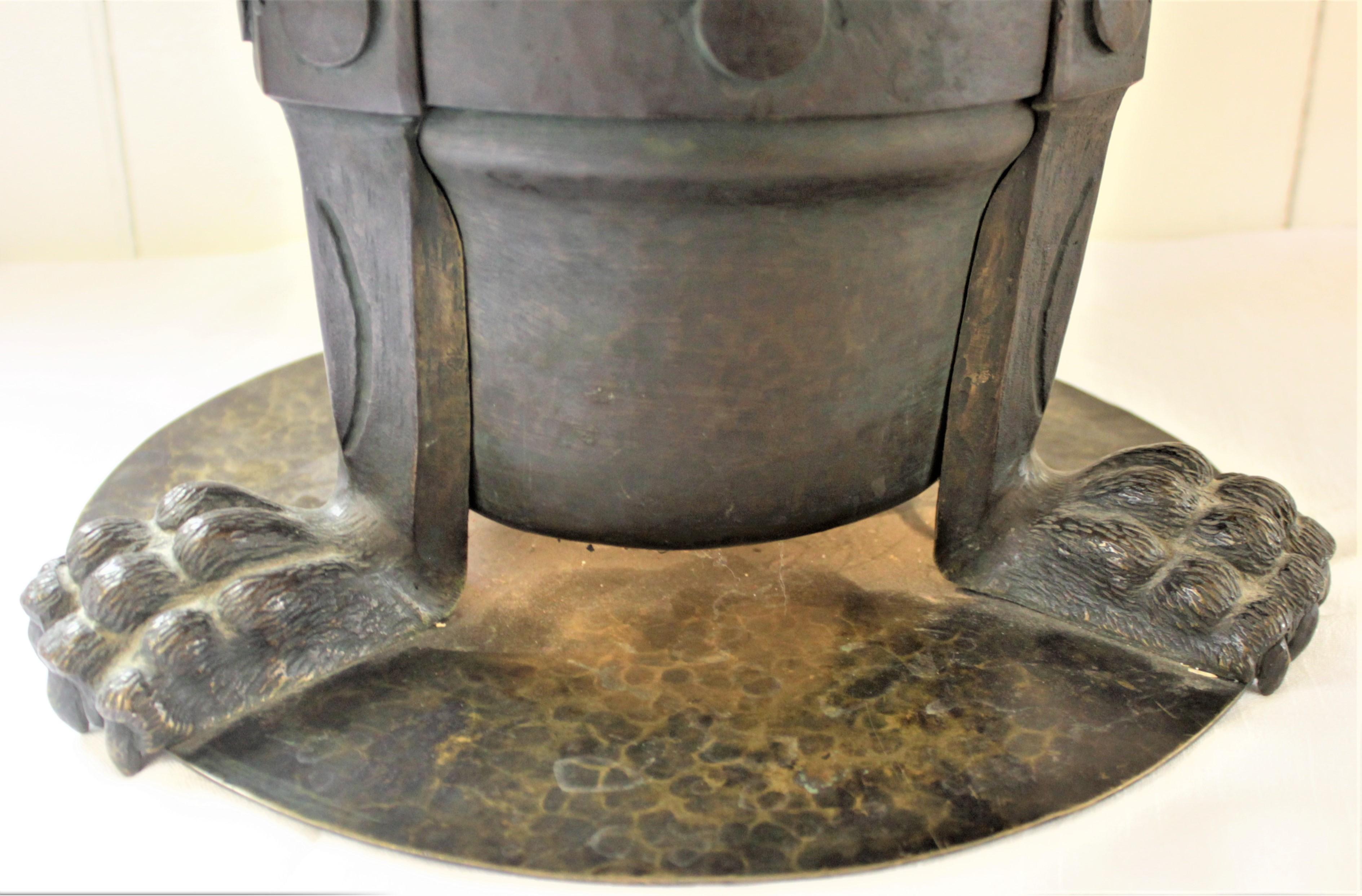 Metal Antique Arts & Crafts Large Copper Indoor Fountain Table Lamp or Accent Light For Sale
