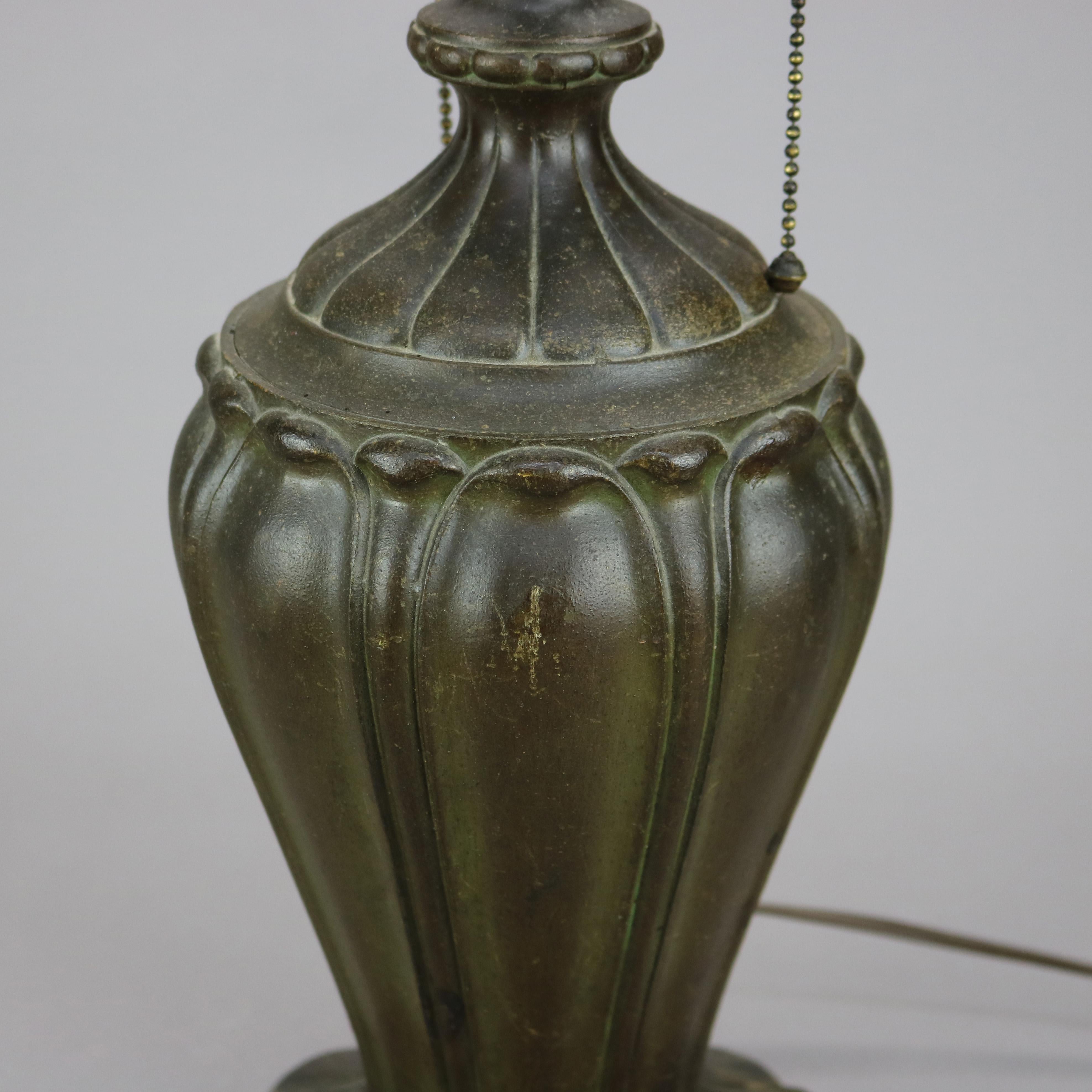 Antique Arts & Crafts Leaded Glass Table Lamp, Attr. Unique & Handel, circa 1920 4