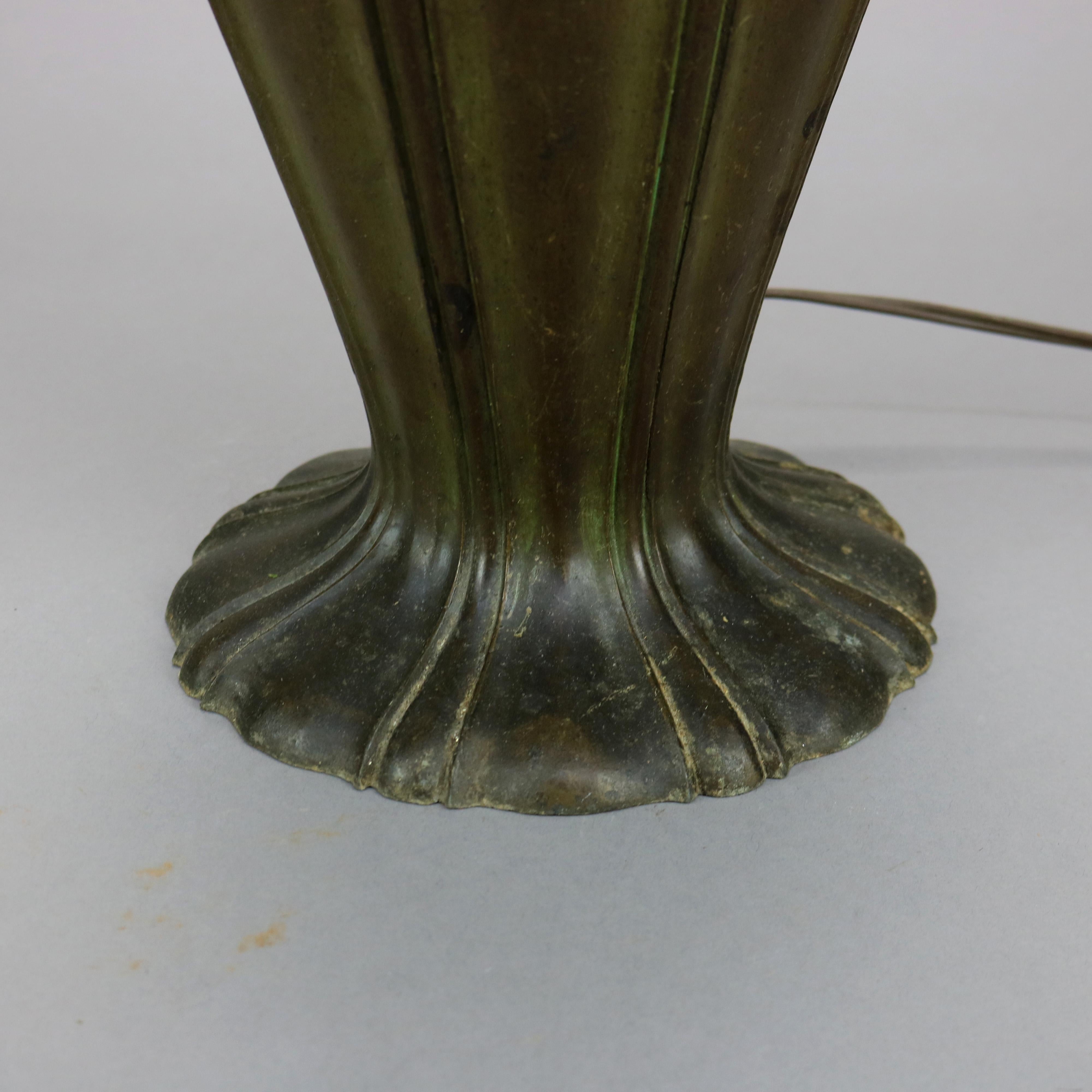 Antique Arts & Crafts Leaded Glass Table Lamp, Attr. Unique & Handel, circa 1920 5