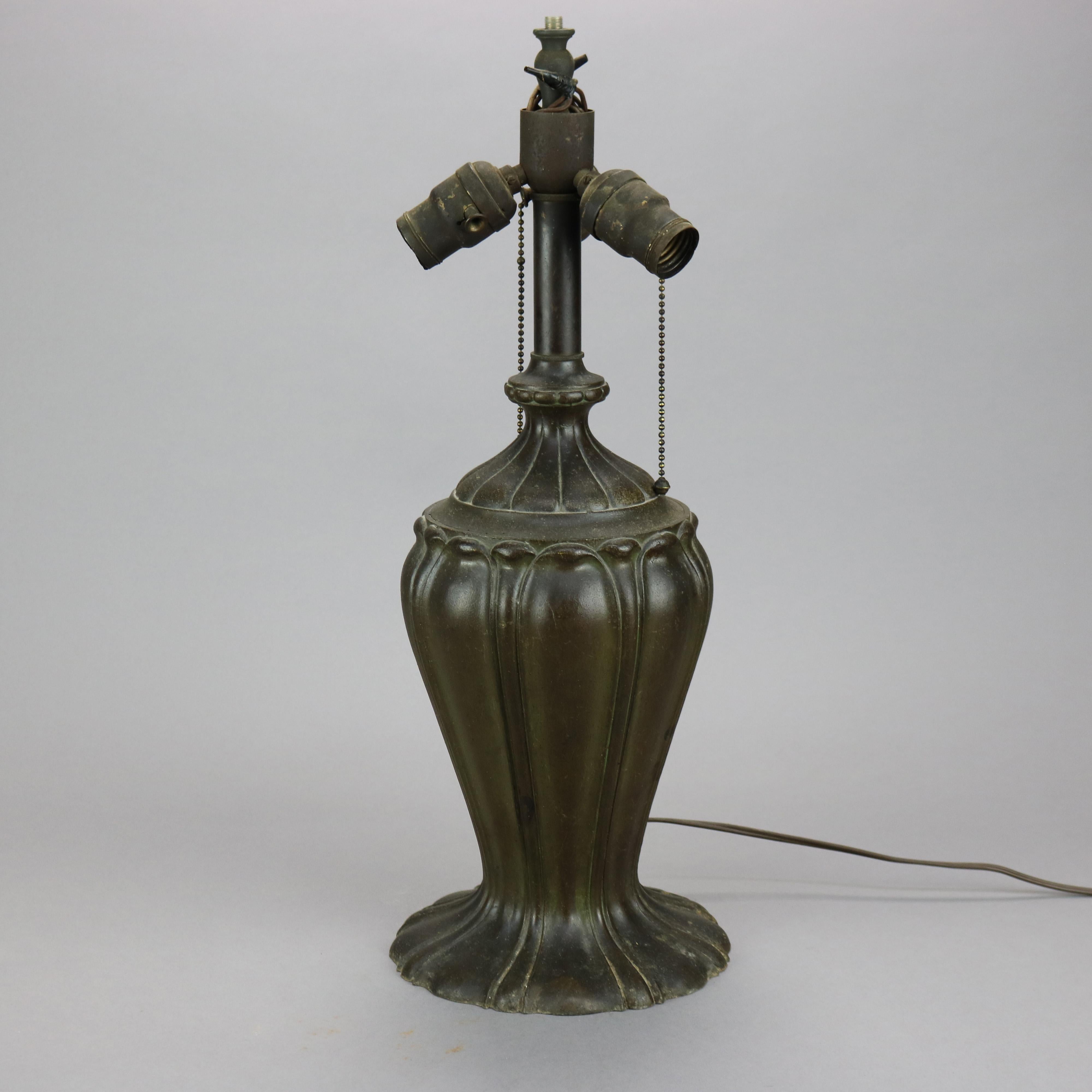 Antique Arts & Crafts Leaded Glass Table Lamp, Attr. Unique & Handel, circa 1920 2