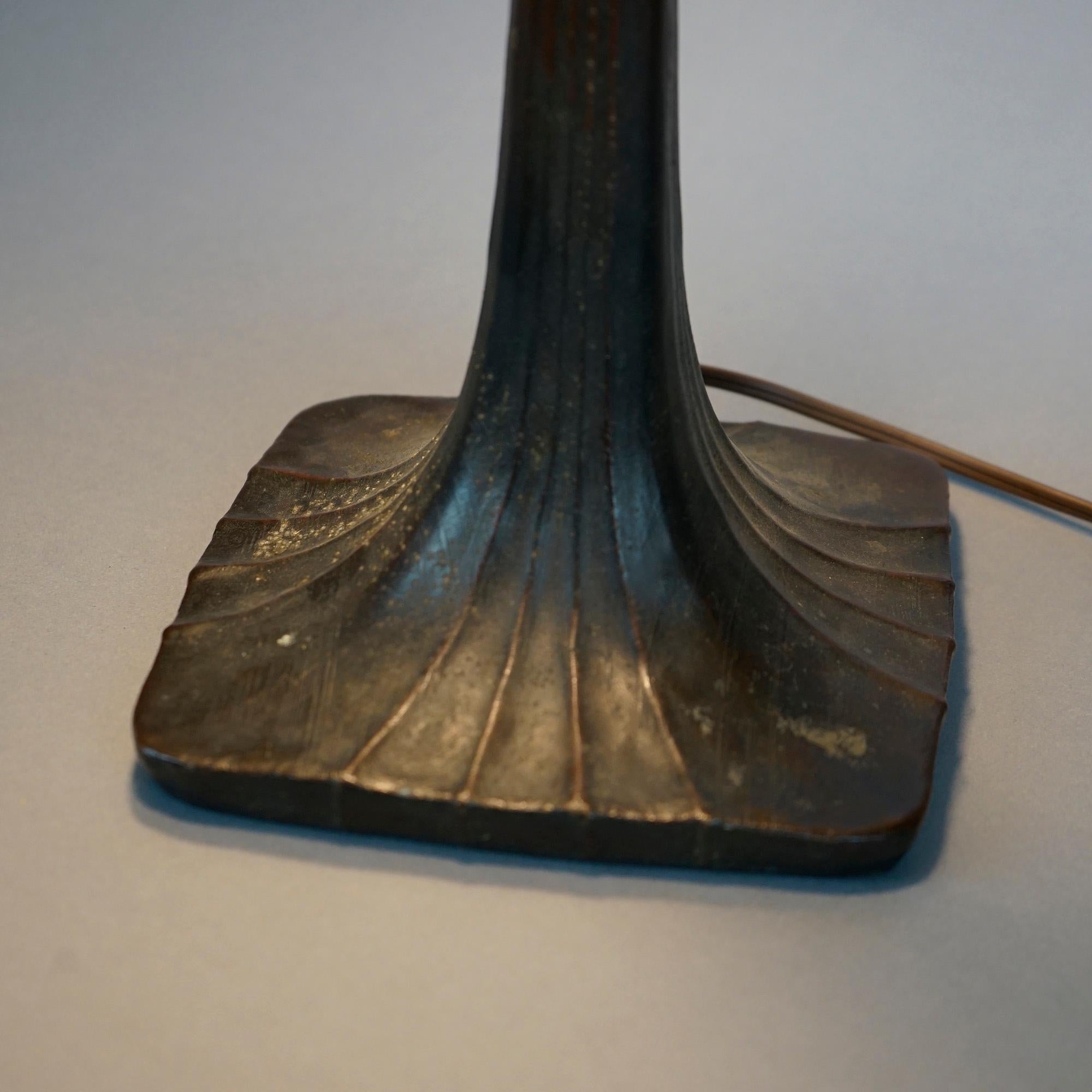 Antique Arts & Crafts Leaded Glass Unique Shade & Handel Table Lamp circa 1910 4