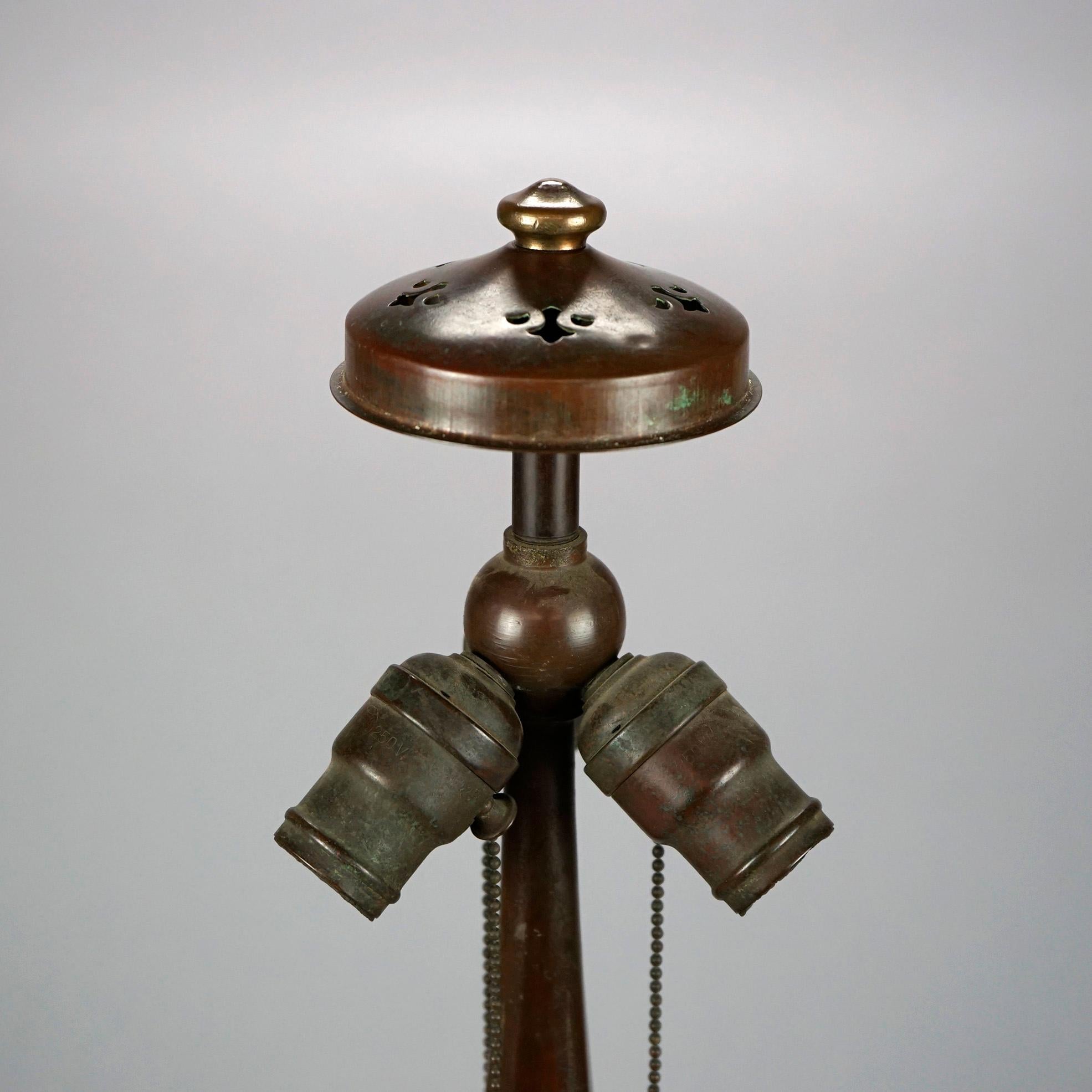 Antique Arts & Crafts Leaded Glass Unique Shade & Handel Table Lamp circa 1910 1