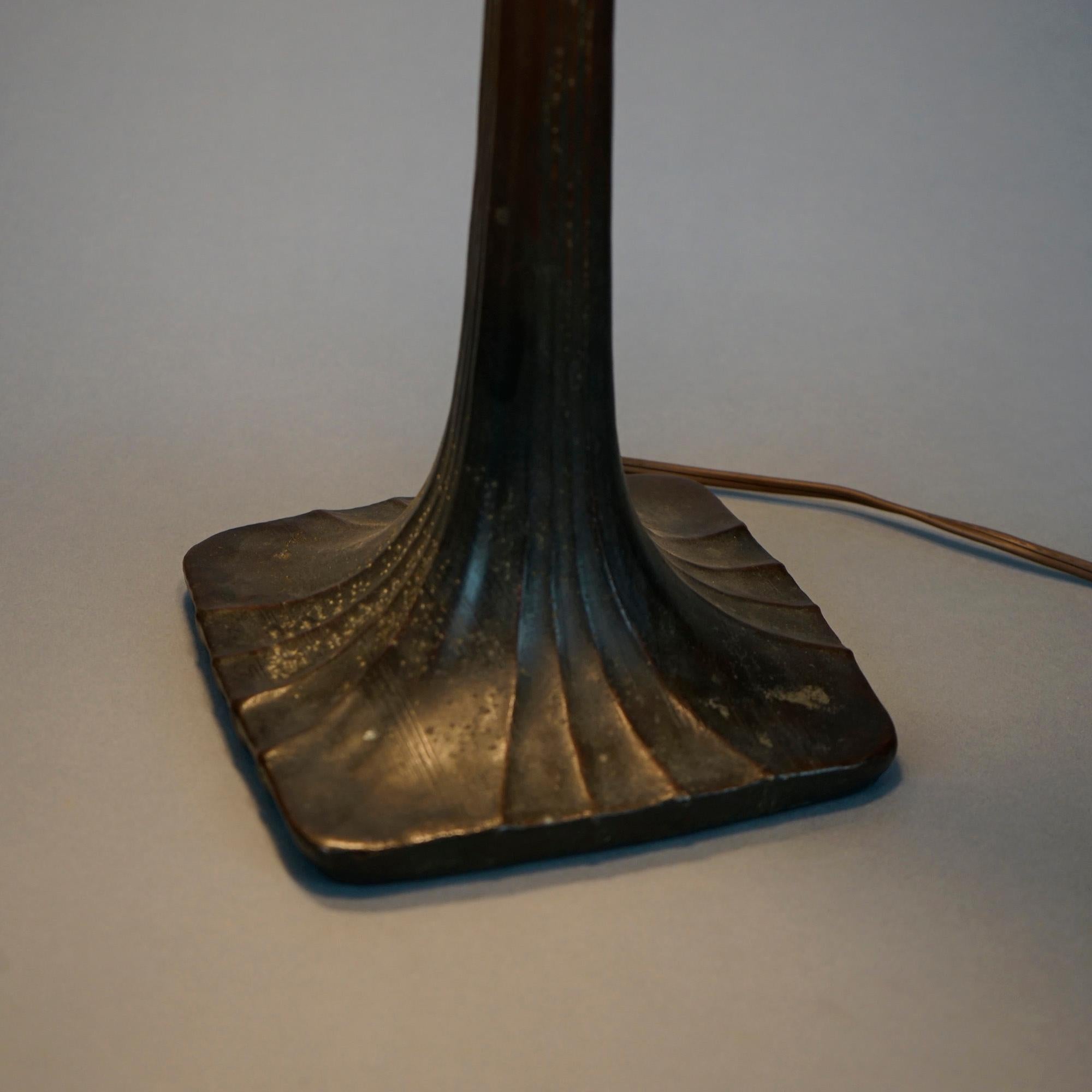 Antique Arts & Crafts Leaded Glass Unique Shade & Handel Table Lamp circa 1910 2