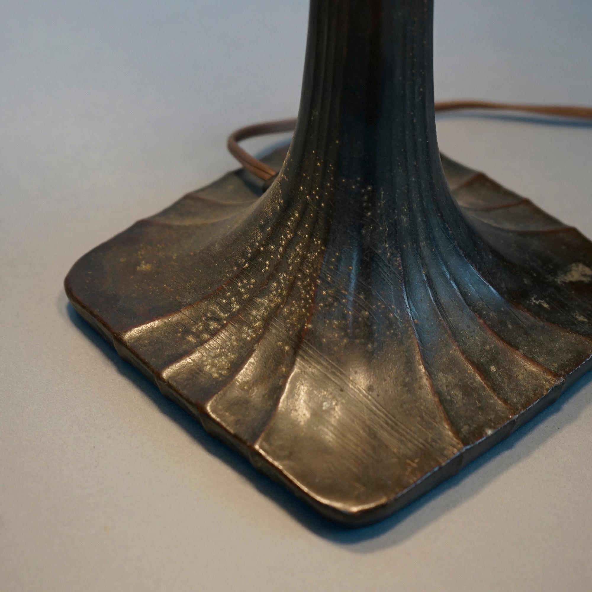 Antique Arts & Crafts Leaded Glass Unique Shade & Handel Table Lamp circa 1910 3