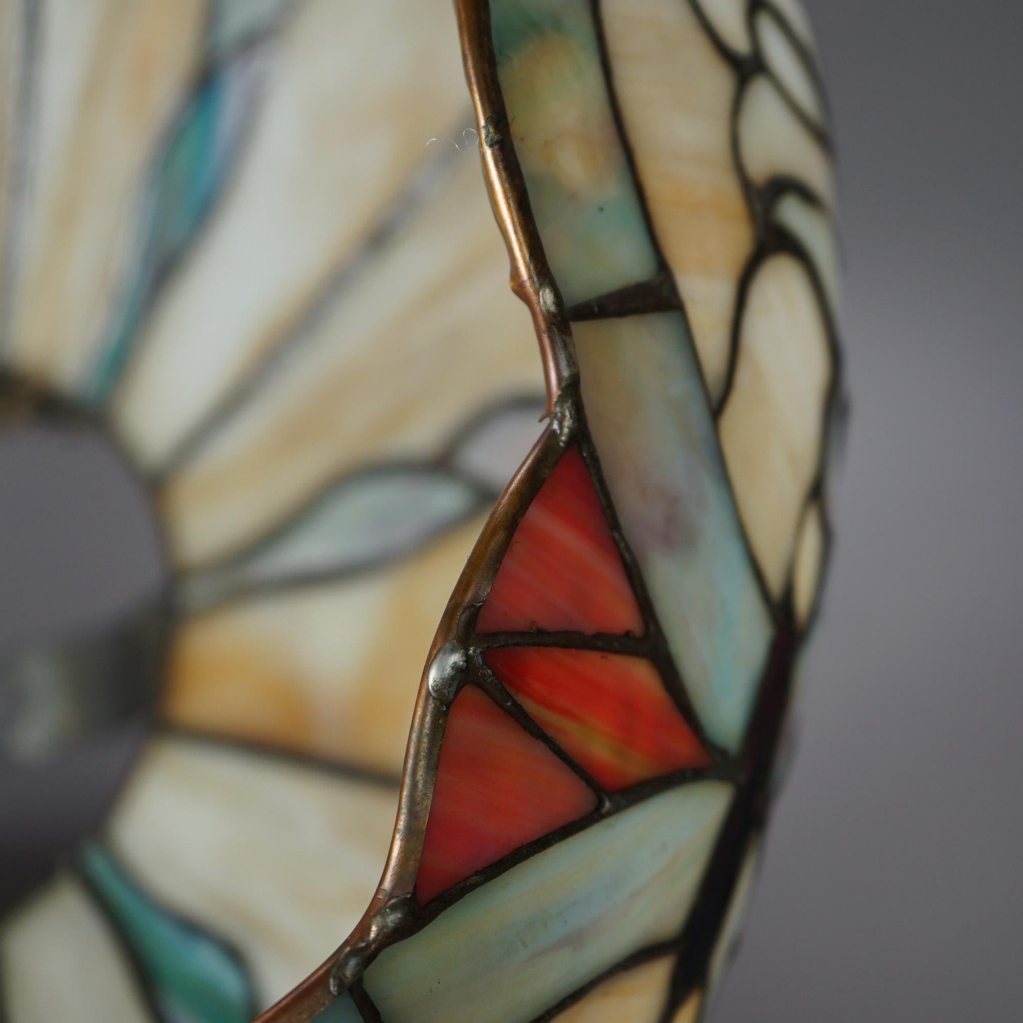 Antique Arts & Crafts Leaded Slag Glass Shade, circa 1910 4