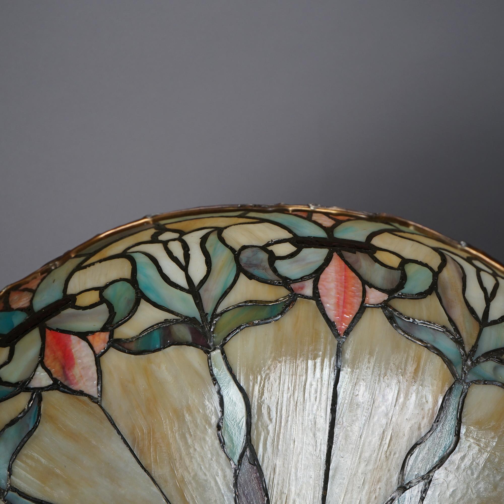 Antique Arts & Crafts Leaded Slag Glass Shade, circa 1910 3