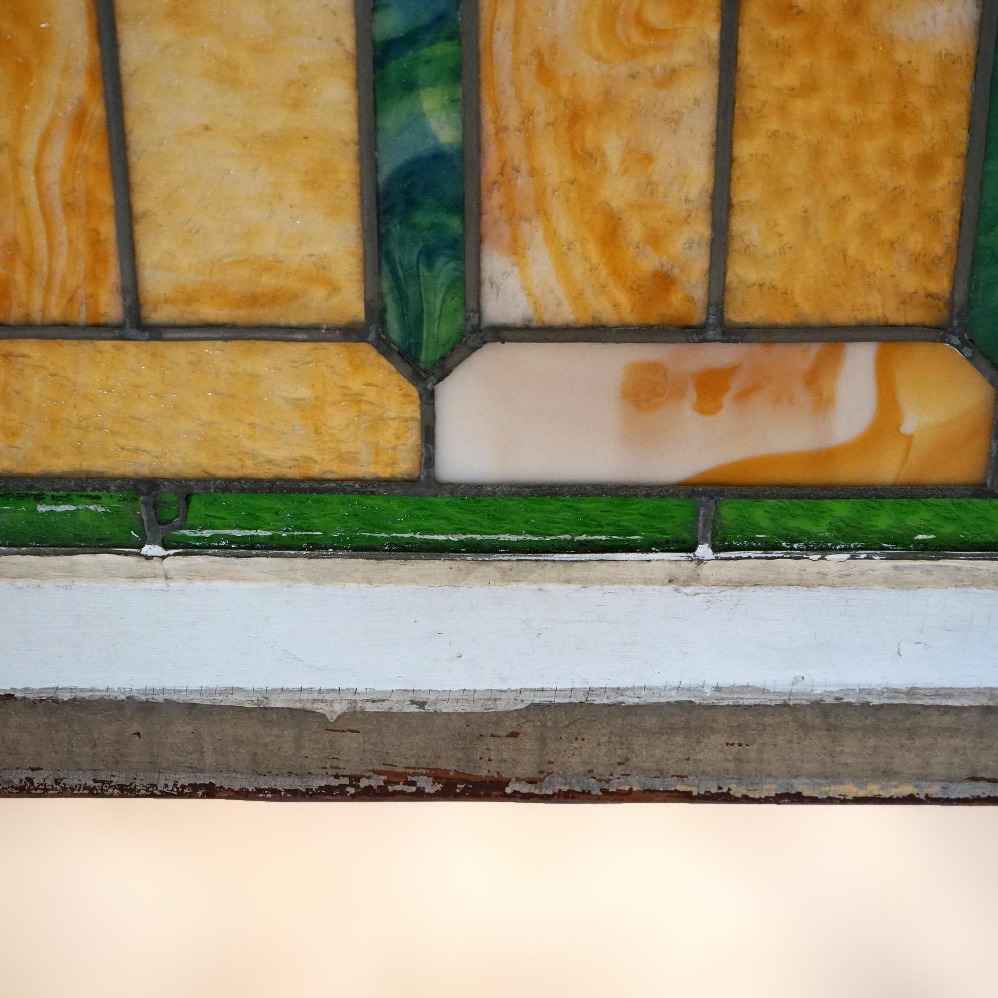 Antique fenêtre Arts & Crafts à baldaquin plombé C1910 10