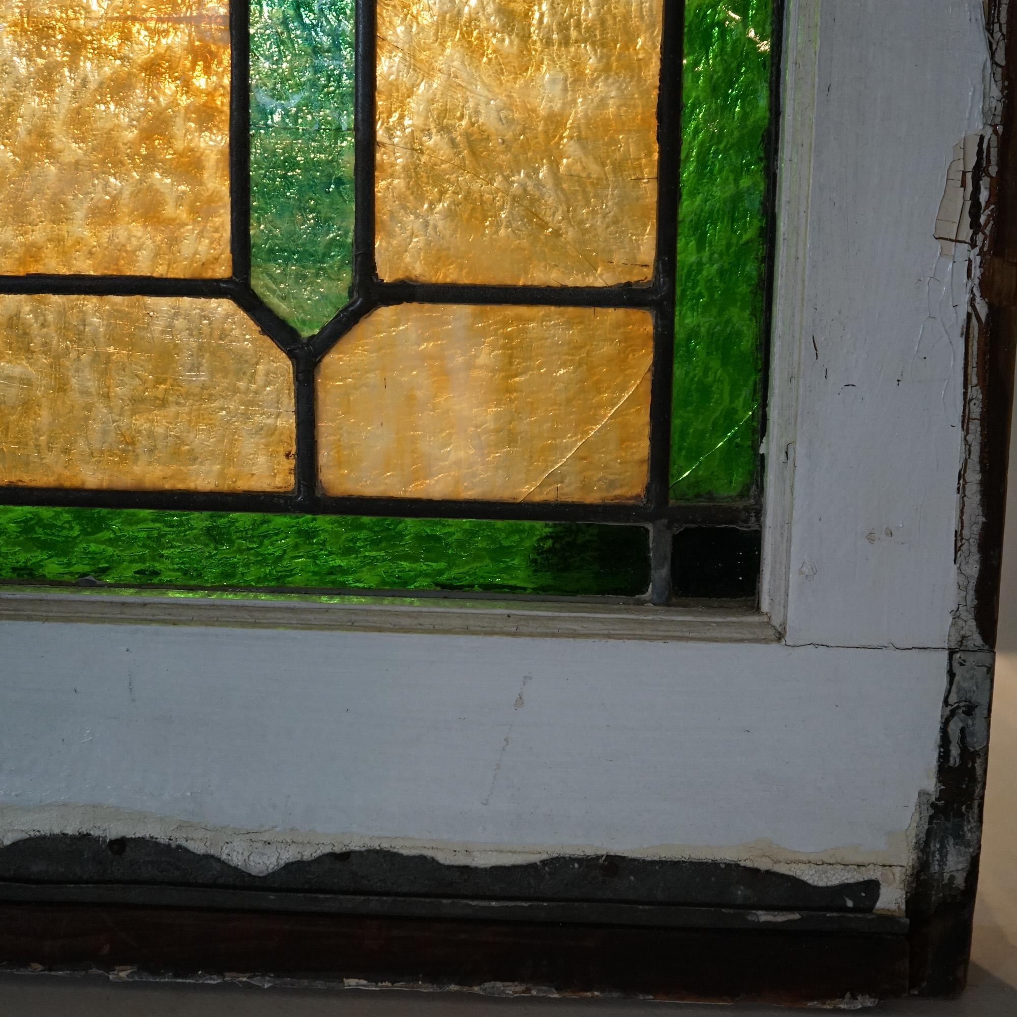 American Antique Arts & Crafts Leaded Slag Glass Window C1910