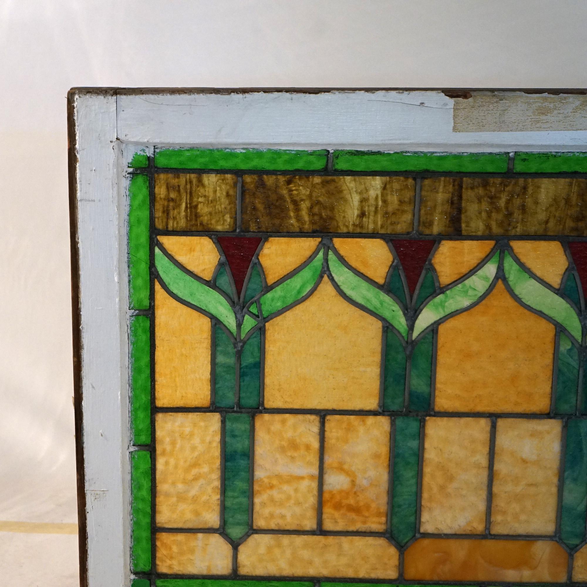 Antique fenêtre Arts & Crafts à baldaquin plombé C1910 1