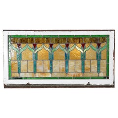 Antikes Arts and Crafts Bleiglasfenster mit Schlackenglas-Fenster C1910