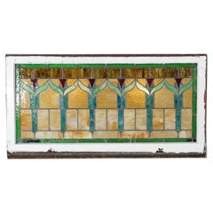 Used Arts & Crafts Leaded Slag Glass Window C1910