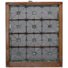 Antique Arts & Crafts Prairie School Leaded Glass Window, Circa 1910