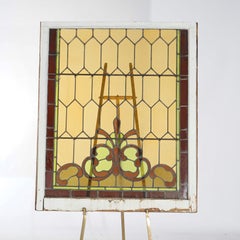 Antique Arts & Crafts Leaded Stained Glass Window circa 1910
