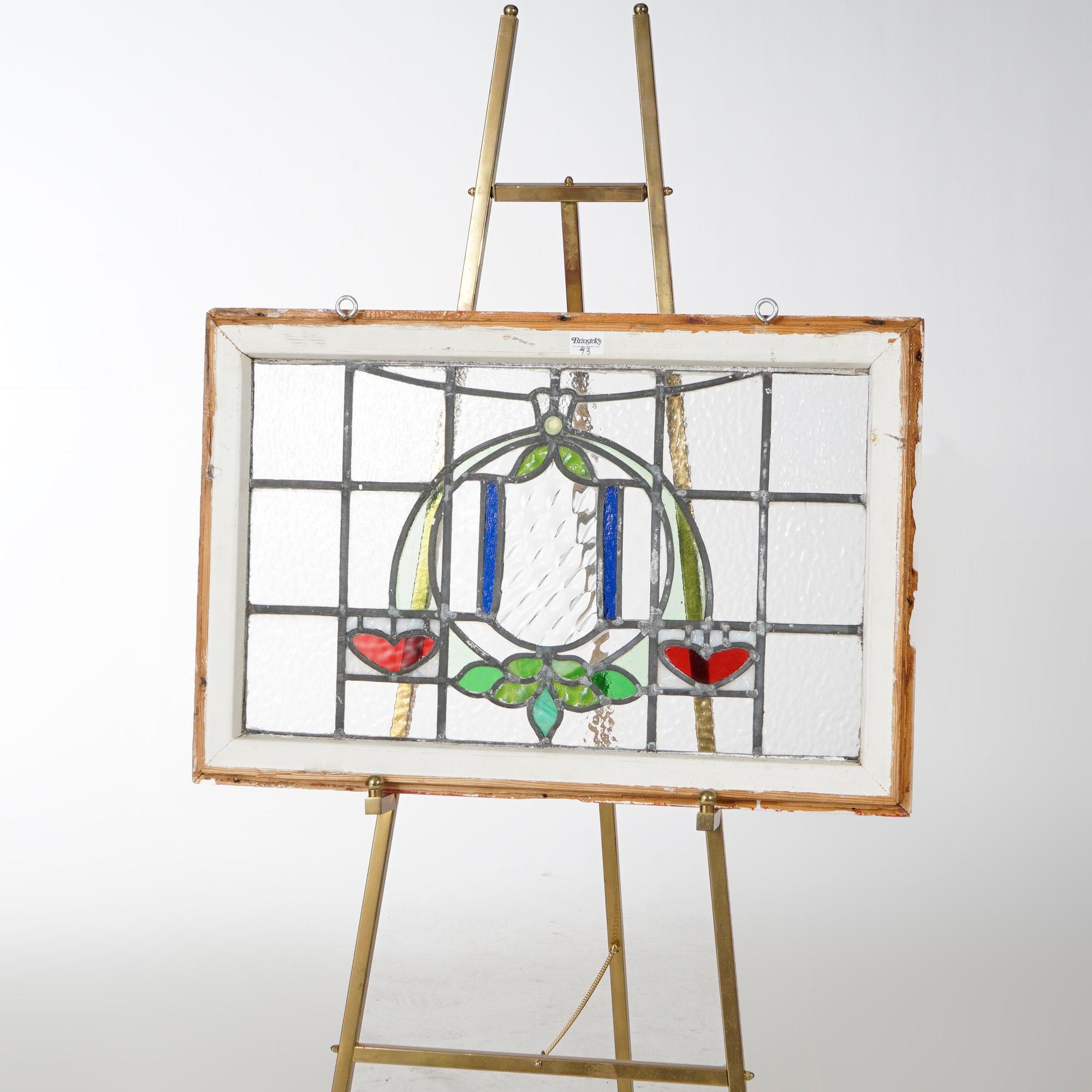 Antique Arts and Crafts Leaded Stained Glass Window, Circa 1910 at 1stDibs
