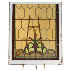 Antique Arts & Crafts Leaded Stained Glass Window circa 1910