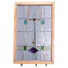 Antique Arts & Crafts Leaded Stained Glass Window circa 1915