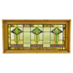 Antique Arts & Crafts Leaded Stained Glass Window