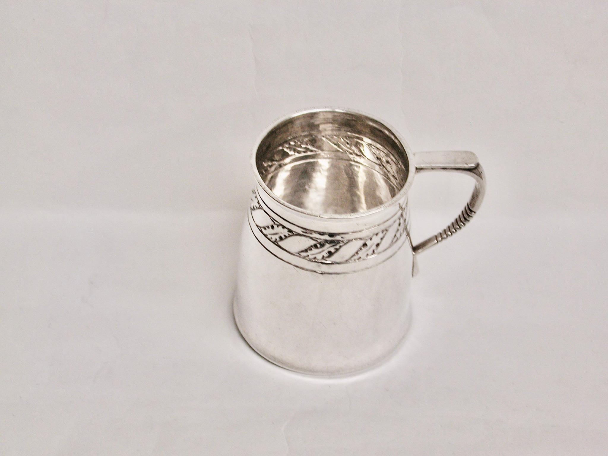 English Antique Arts & Crafts Liberty & Co Silver Child's Tankard Dated 1923 Birmingham For Sale