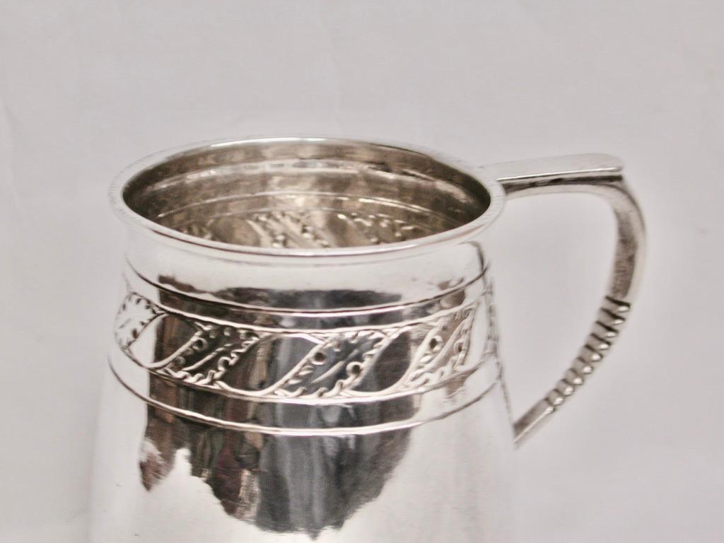 Early 20th Century Antique Arts & Crafts Liberty & Co Silver Child's Tankard Dated 1923 Birmingham For Sale
