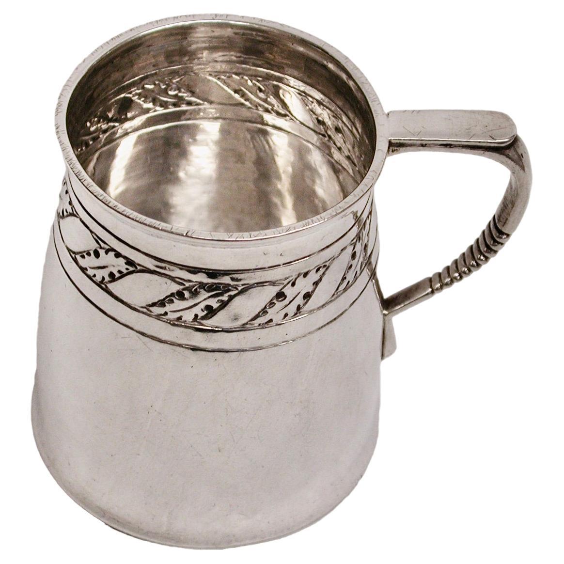 Antique Arts & Crafts Liberty & Co Silver Child's Tankard Dated 1923 Birmingham For Sale