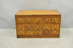 Antique Arts & Crafts Library 15 Drawer Mission Oak Stacking Card File Cabinet