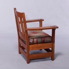 Antique Arts & Crafts Limbert Mission Oak Armchair, Circa 1910