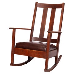 Antique Arts & Crafts Limbert Oak Rocking Chair Circa 1910
