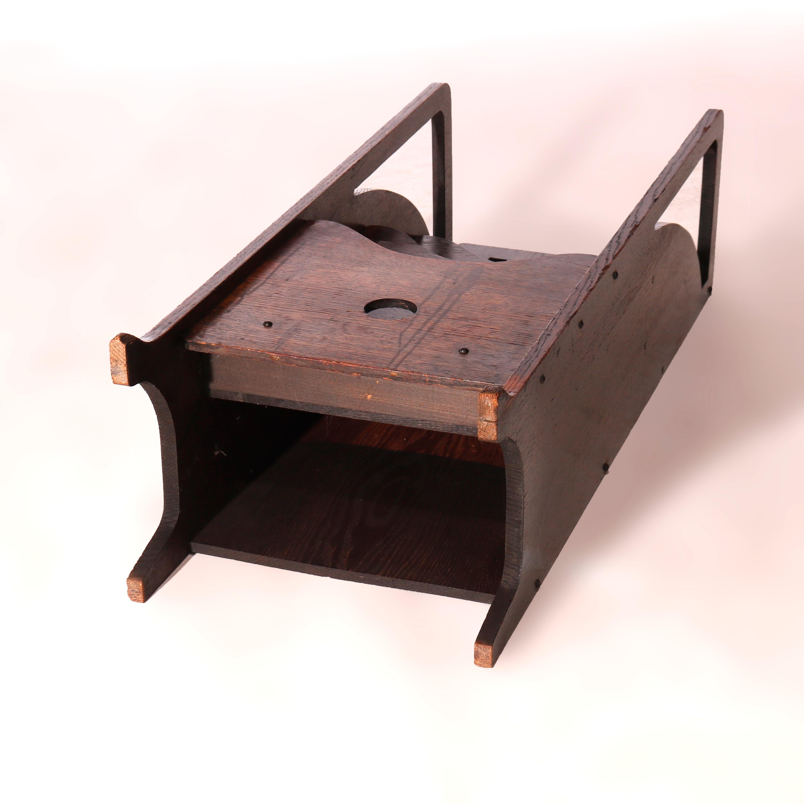 Antique Arts & Crafts Limbert School Cut Out Mission Oak Magazine Stand, c1910 4