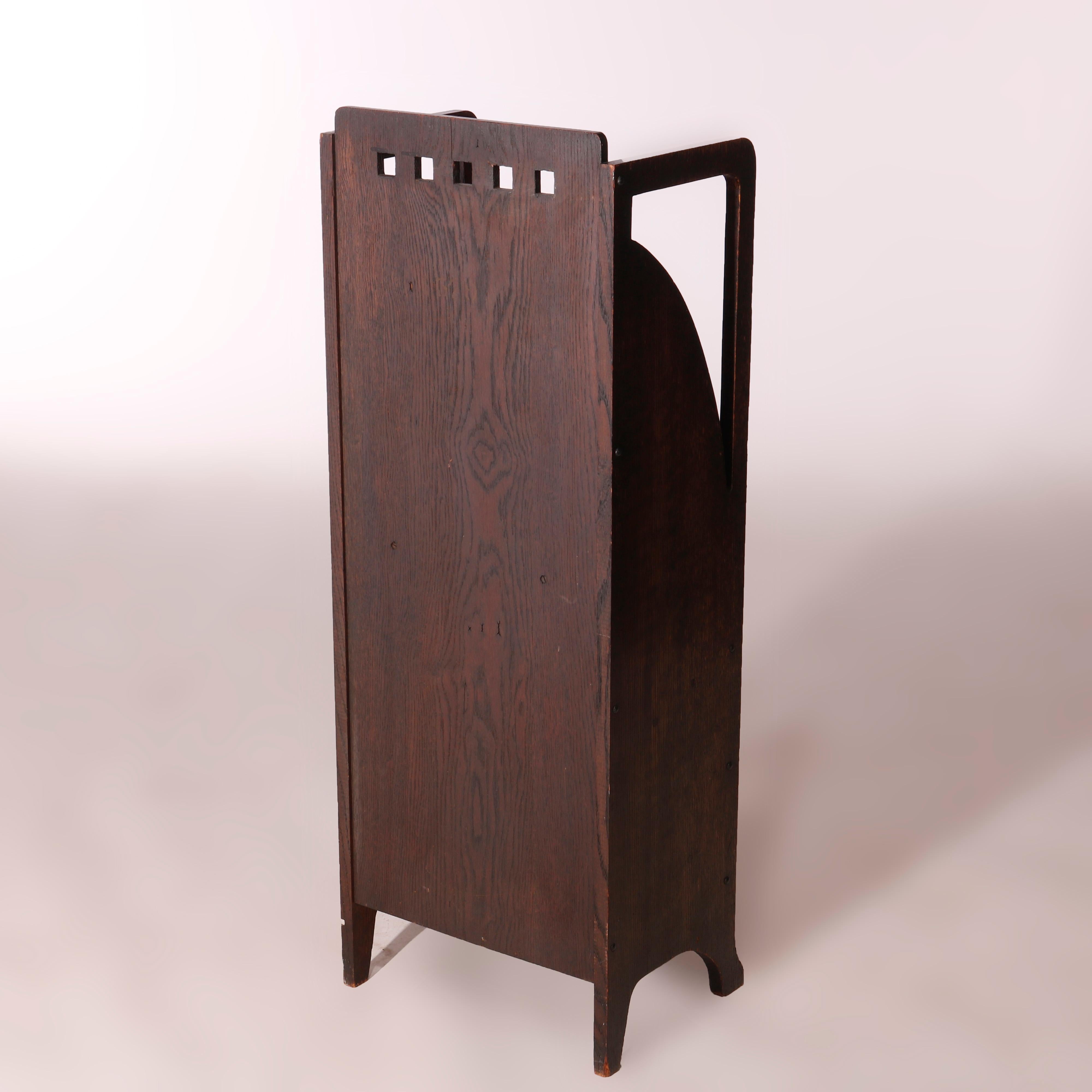 20th Century Antique Arts & Crafts Limbert School Cut Out Mission Oak Magazine Stand, c1910