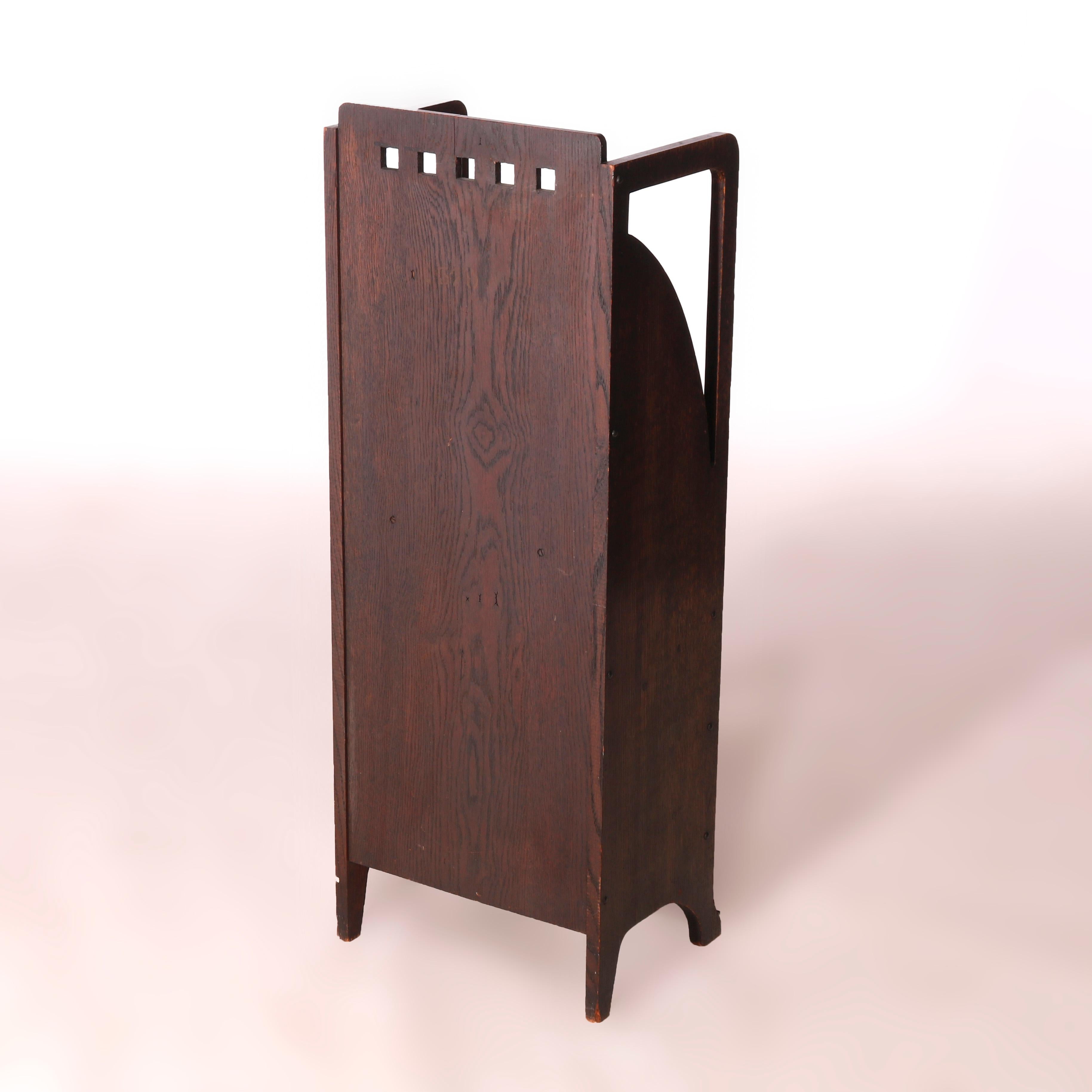 Antique Arts & Crafts Limbert School Cut Out Mission Oak Magazine Stand, c1910 2