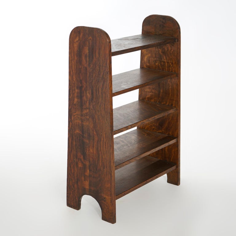 Design Craft Book Rack Antique Arts and Crafts Limbert School Oak Tapered Open Book Rack Circa ...
