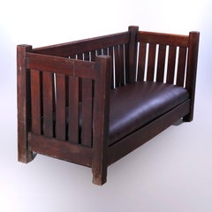 Antique Arts & Crafts L&JG Stickley Onondaga Mission Oak Even Arm Settle c1905