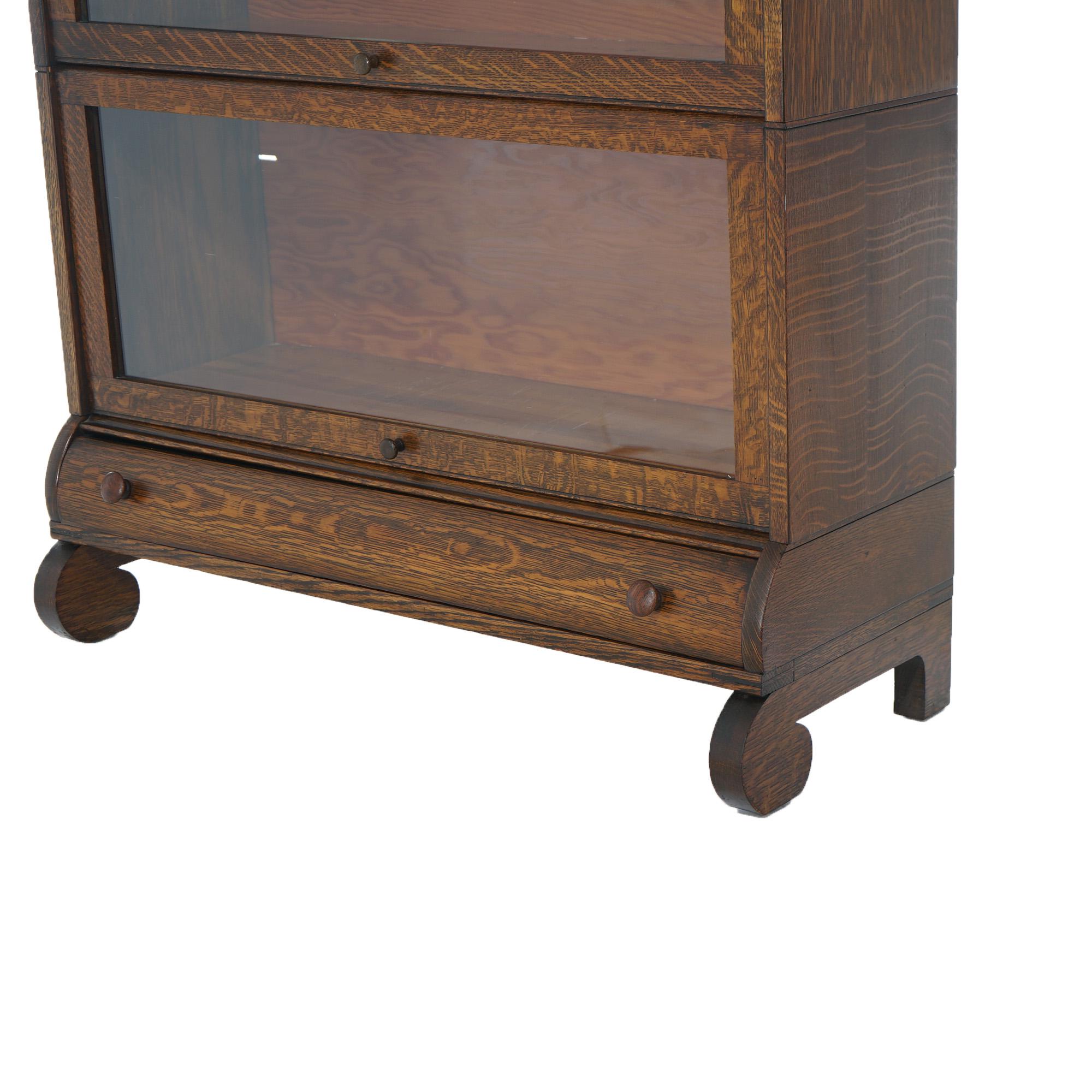 Arts and Crafts Antique Arts & Crafts Lundstrom Oak & Leaded Glass Barrister Bookcase, c1910