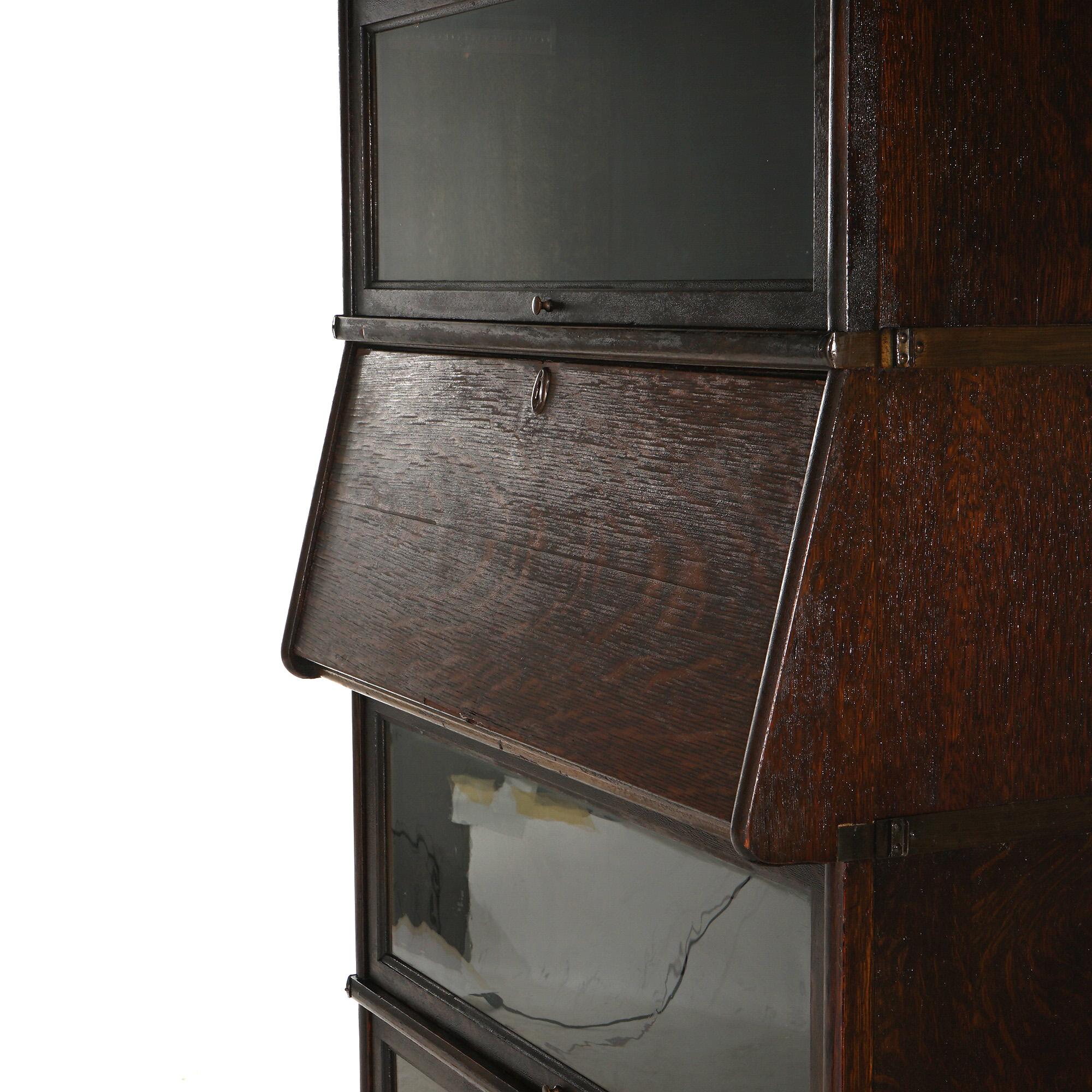 Antique Arts & Crafts Macey Five Stack Oak Barrister Bookcase & Desk c1920 For Sale 5