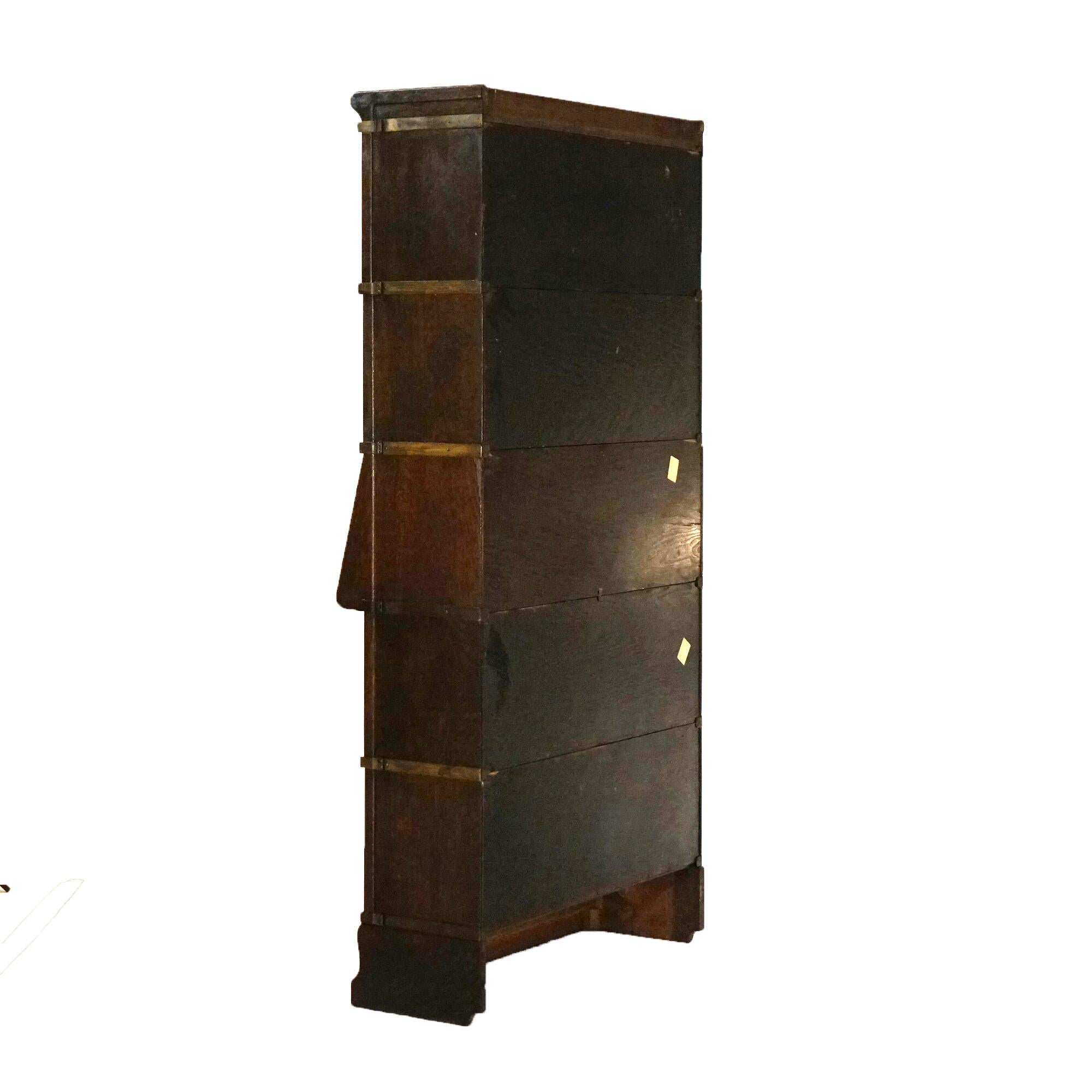 Antique Arts & Crafts Macey Five Stack Oak Barrister Bookcase & Desk c1920 For Sale 8